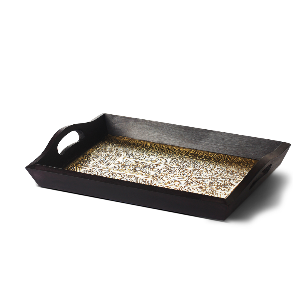 Brass & Wooden Tray – Small