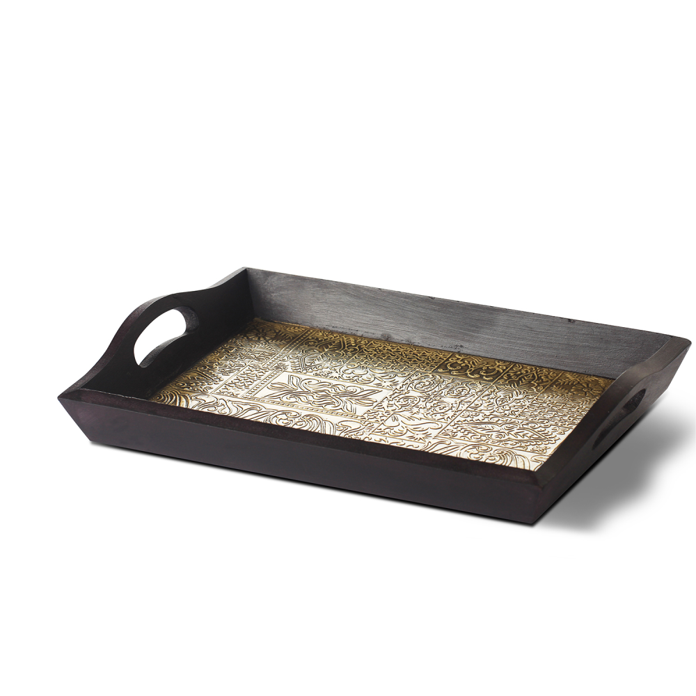 Brass & Wooden Tray – Medium