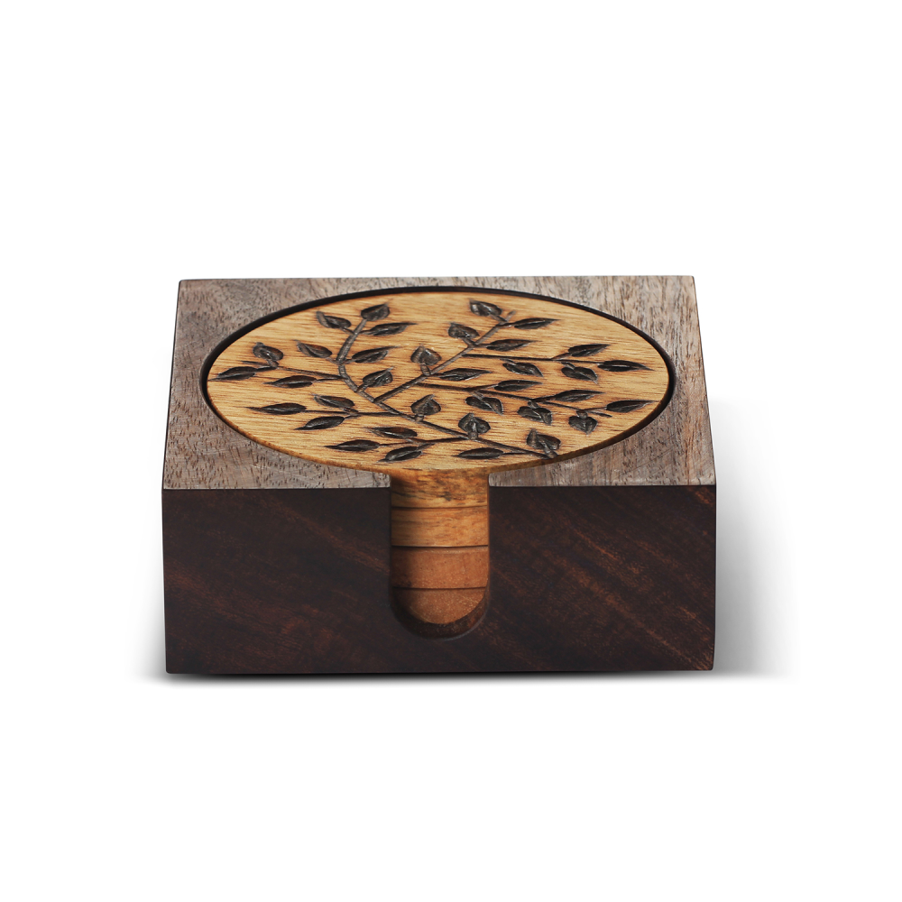 Handcrafted Wooden Coaster Set of 4